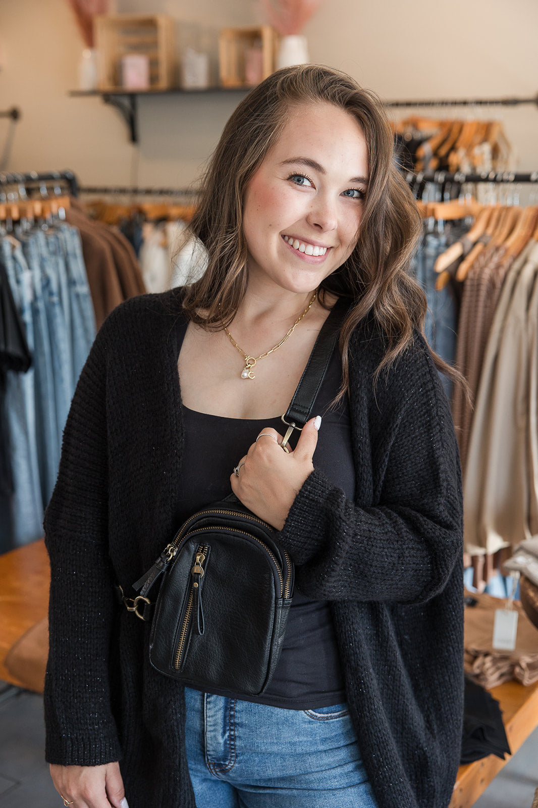 Kyla Cardigan - Black/Lurex
