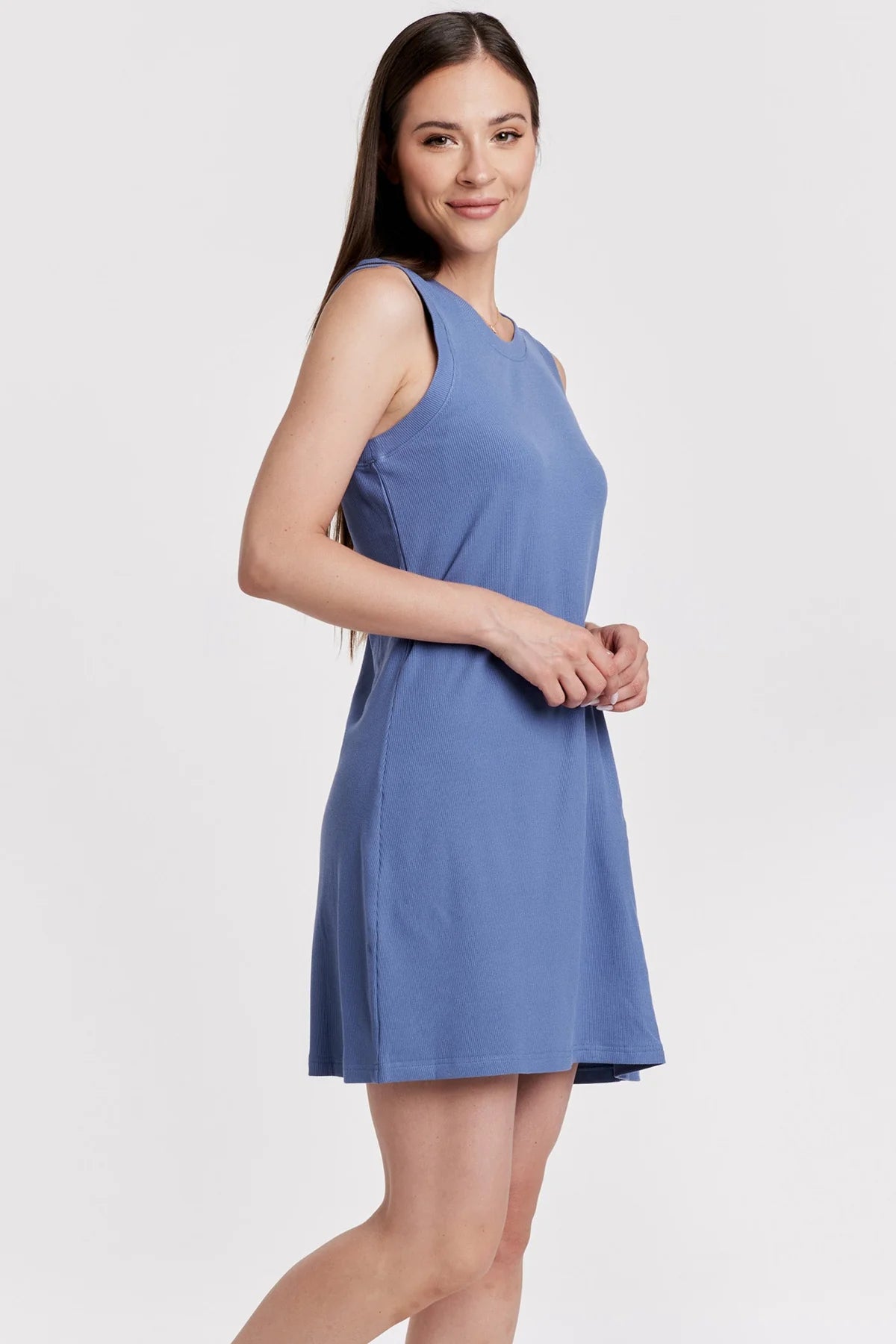 Justine Rib Dress - Stormy Blue