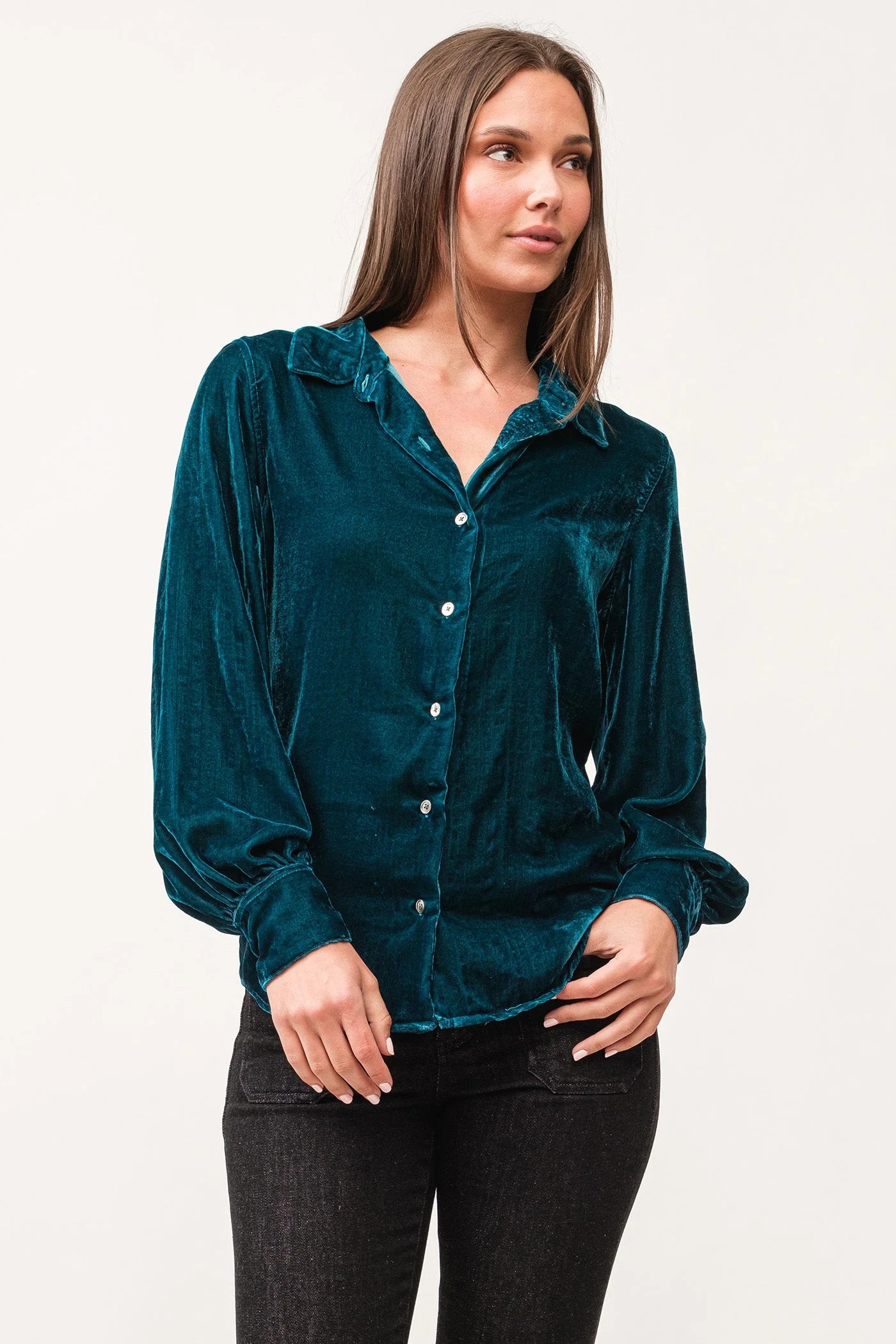Mirabelle Collared Button Down - Deep Teal image 1