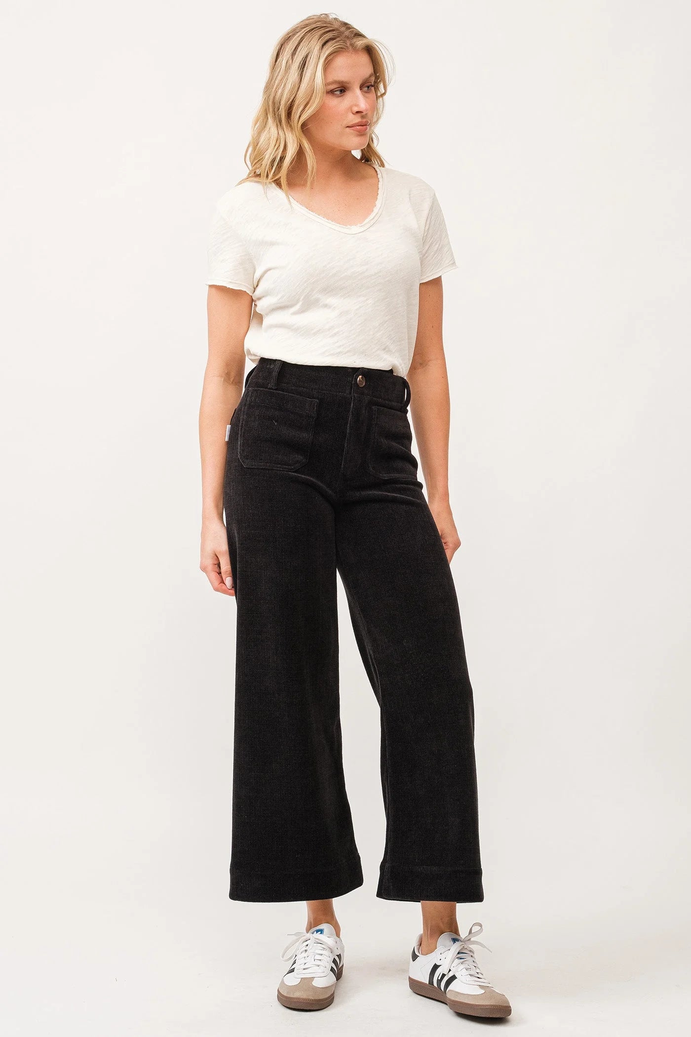 Audrey High Rise Wide Legs - Black Chenille image 0
