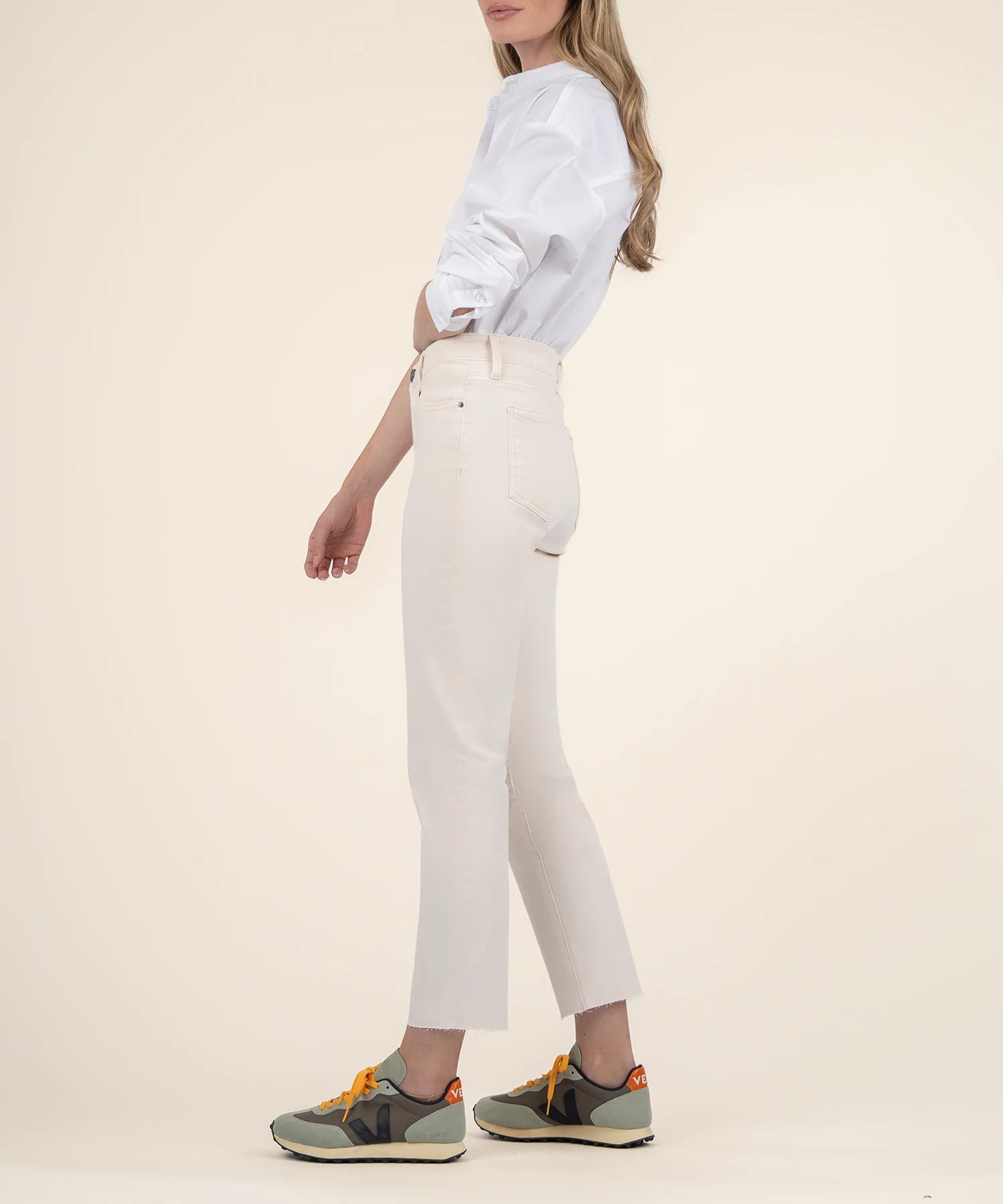 Reese High Rise Ankle Straight Jeans - Ecru image 2