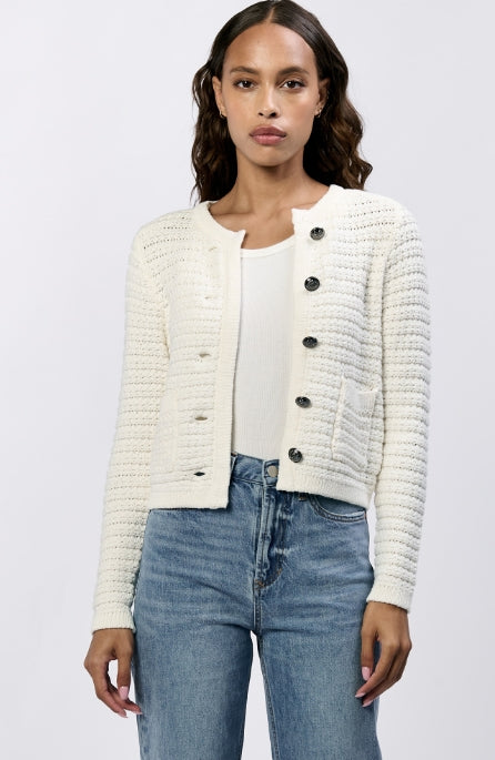 Cambria Long Sleeve Button Down Cardigan - White image 0