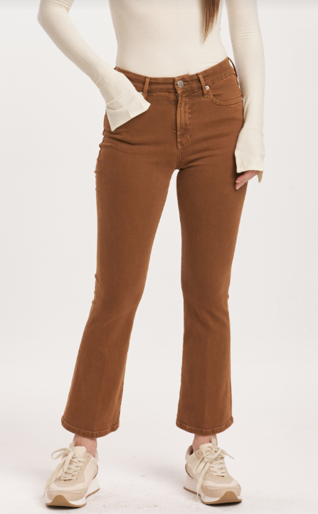 Jeanne Super High Rise Cropped Flare Jeans - Burnt Sienna image 0
