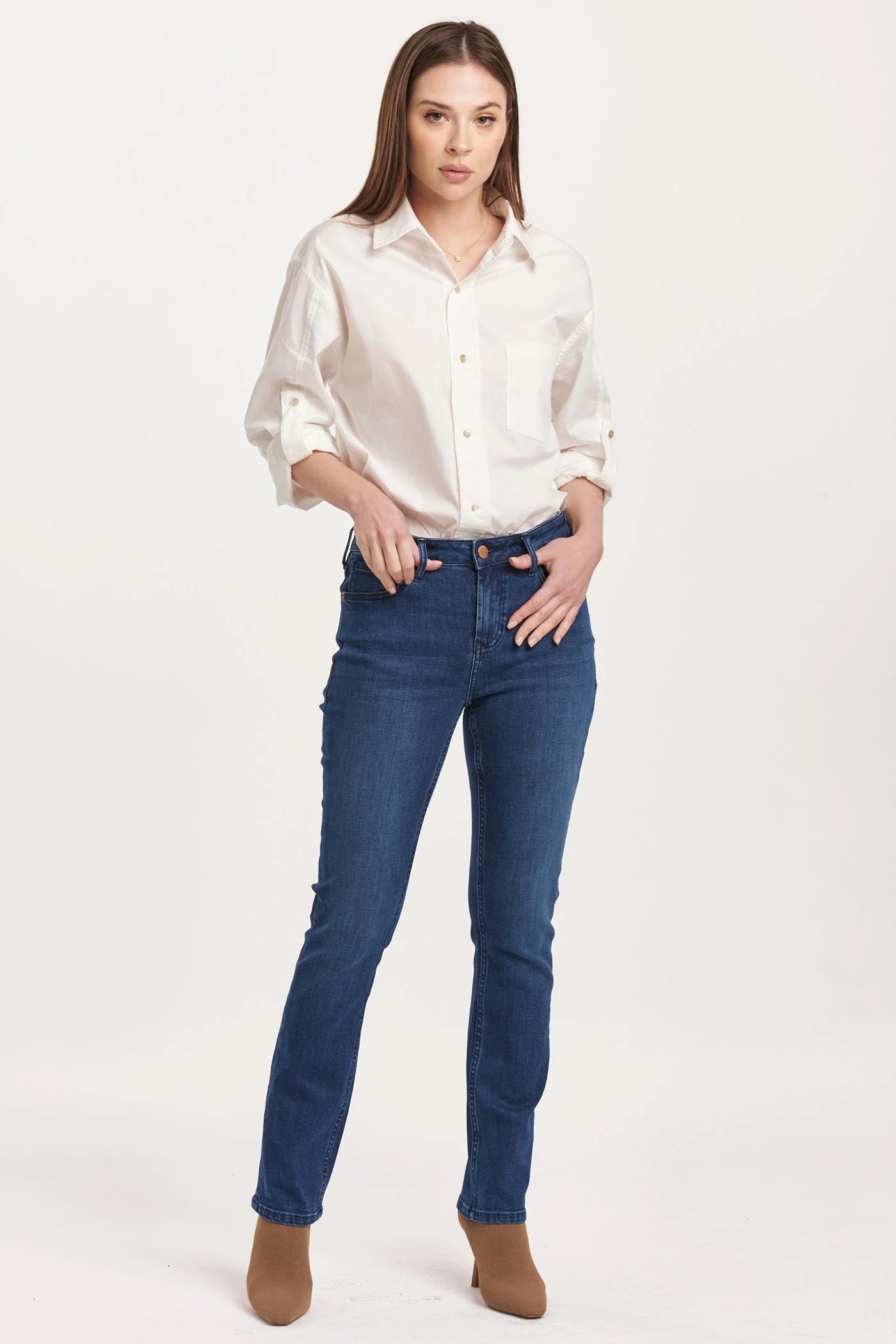Blaire Mid Rise Slim Straight Jeans - Violet Blue image 0