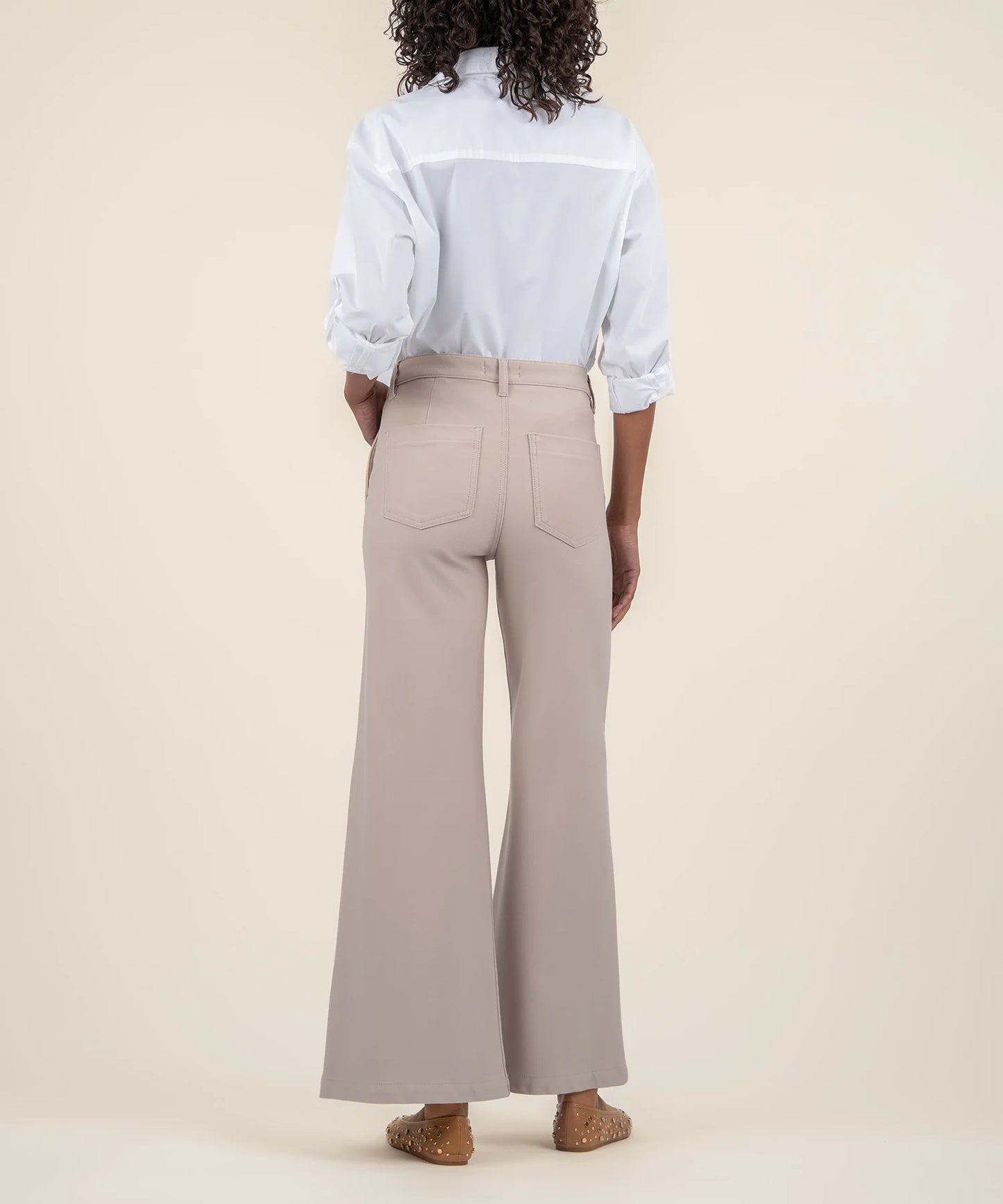 Meg High Rise Wide Leg Trouser - Stone image 2