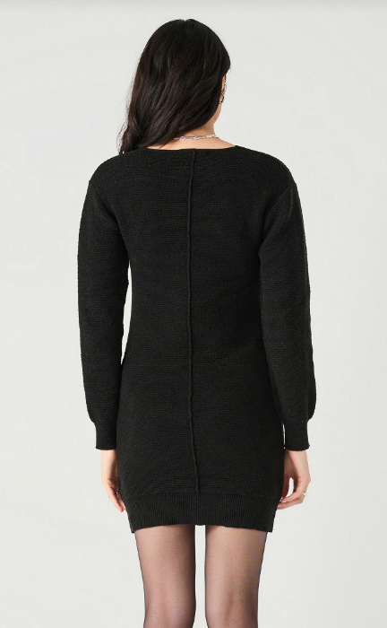 Ribbed V-Neck Sweater Dress image 1
