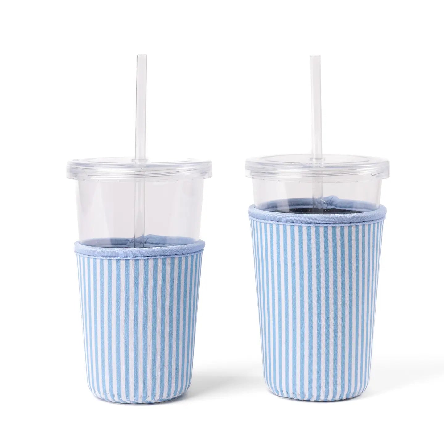 Reusable Neoprene Drink Sleeve | Blue Stripes