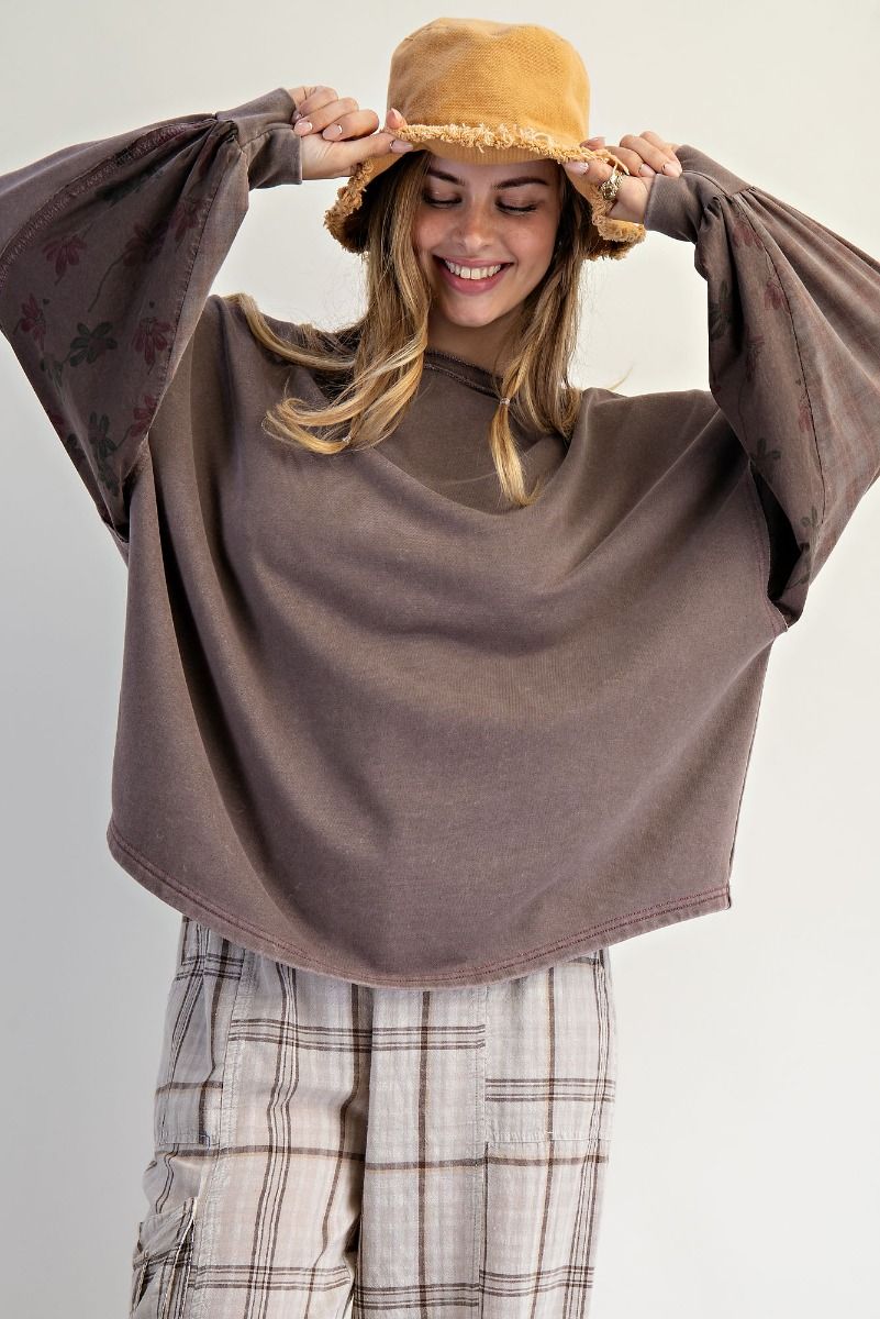 Dolman Washed Terry Pullover | Mocha