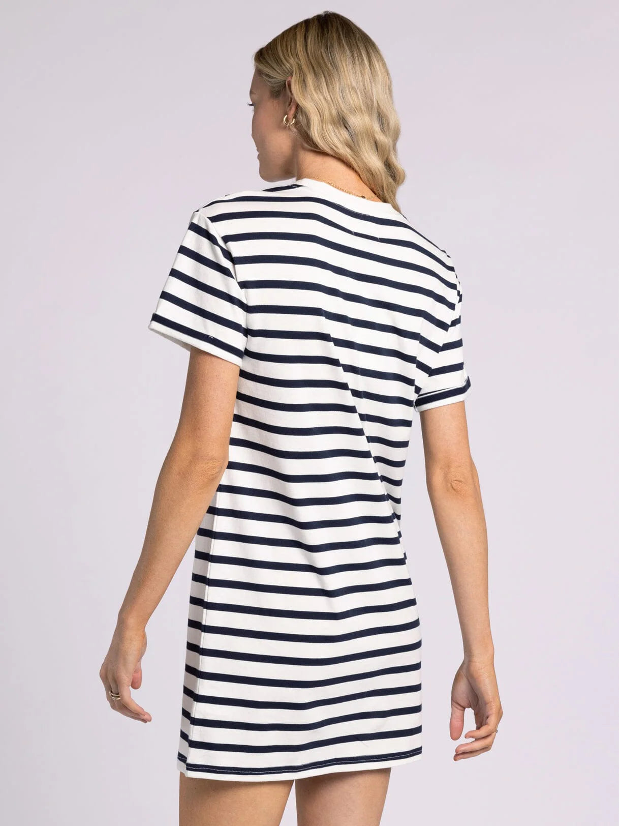 Kick Back Dress - White Navy Stripe