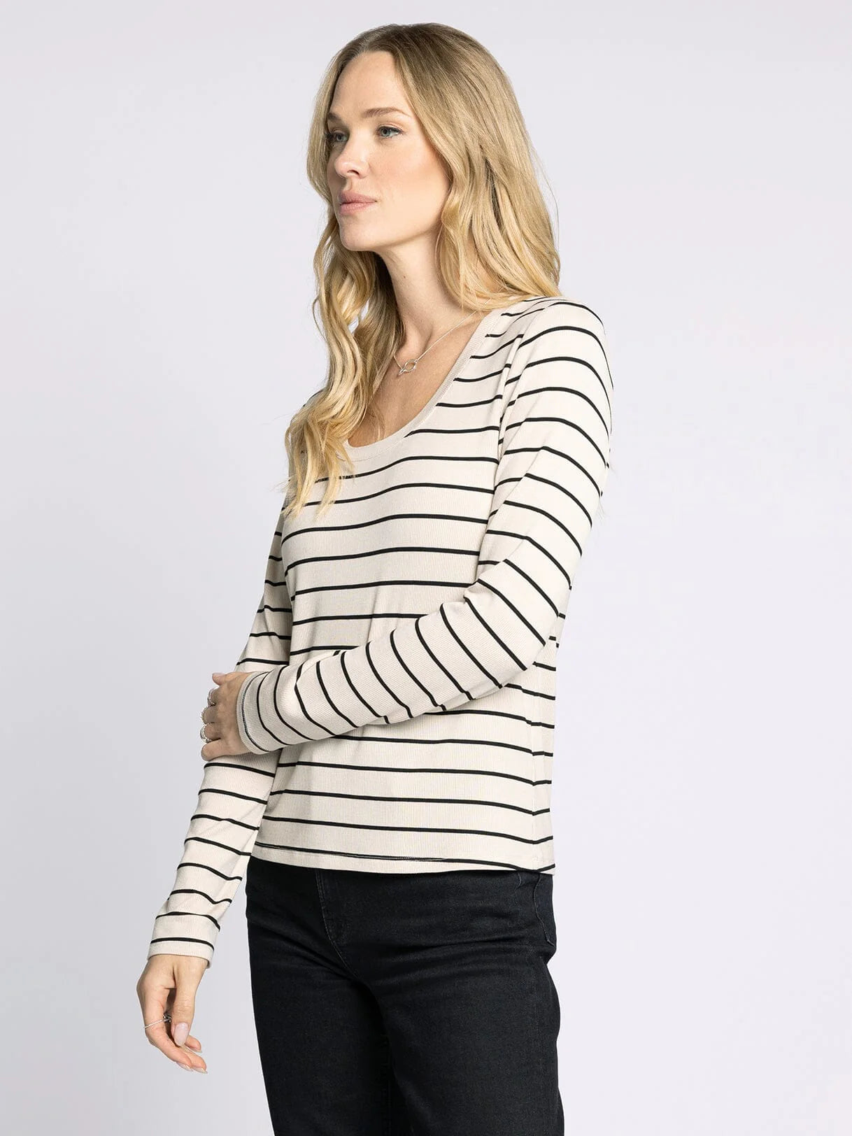 Lauren Top - Birch Black Stripe