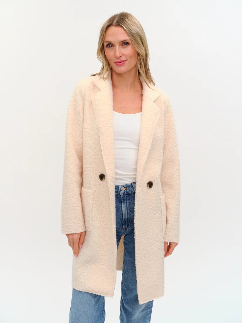 Gia Faux Shearling Long Coat – Tan