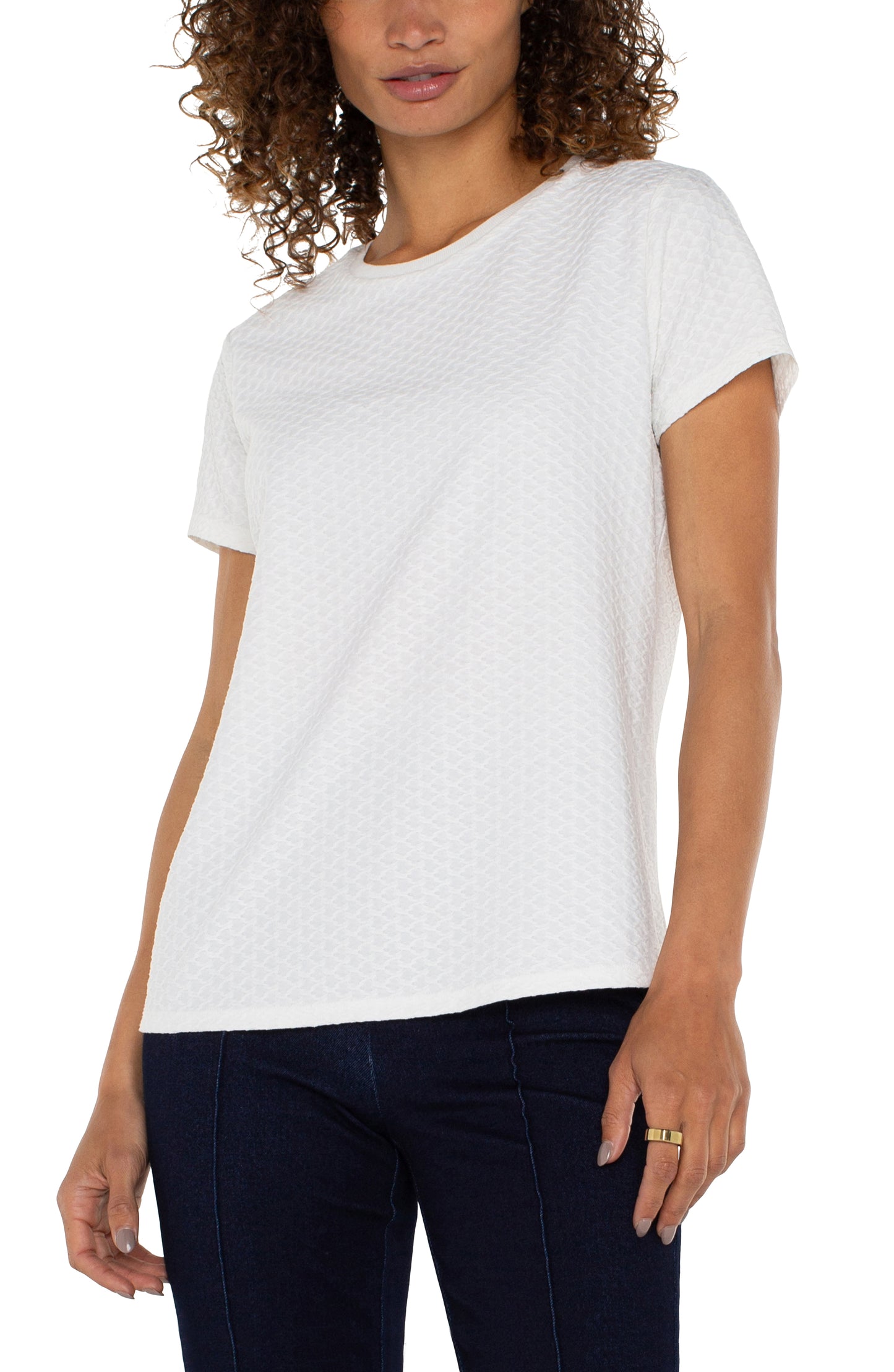 Textured Short Sleeve Crew Neck Tee