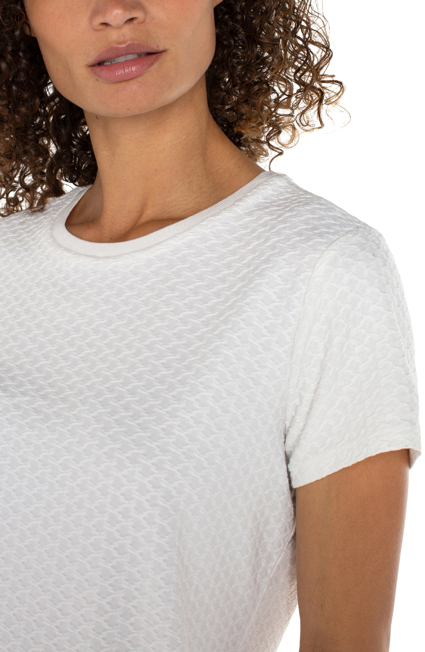 Textured Short Sleeve Crew Neck Tee
