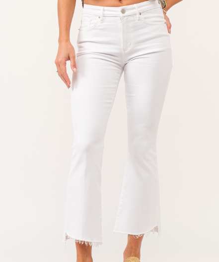 Jeanne Super High Rise Cropped Flare Jeans - Bright White image 0