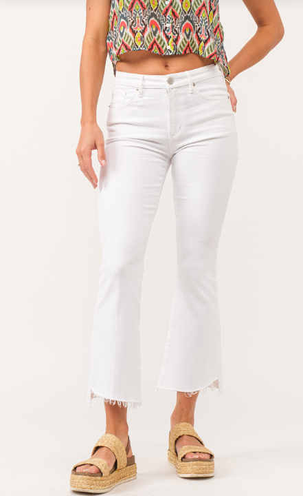 Jeanne Super High Rise Cropped Flare Jeans - Bright White image 0