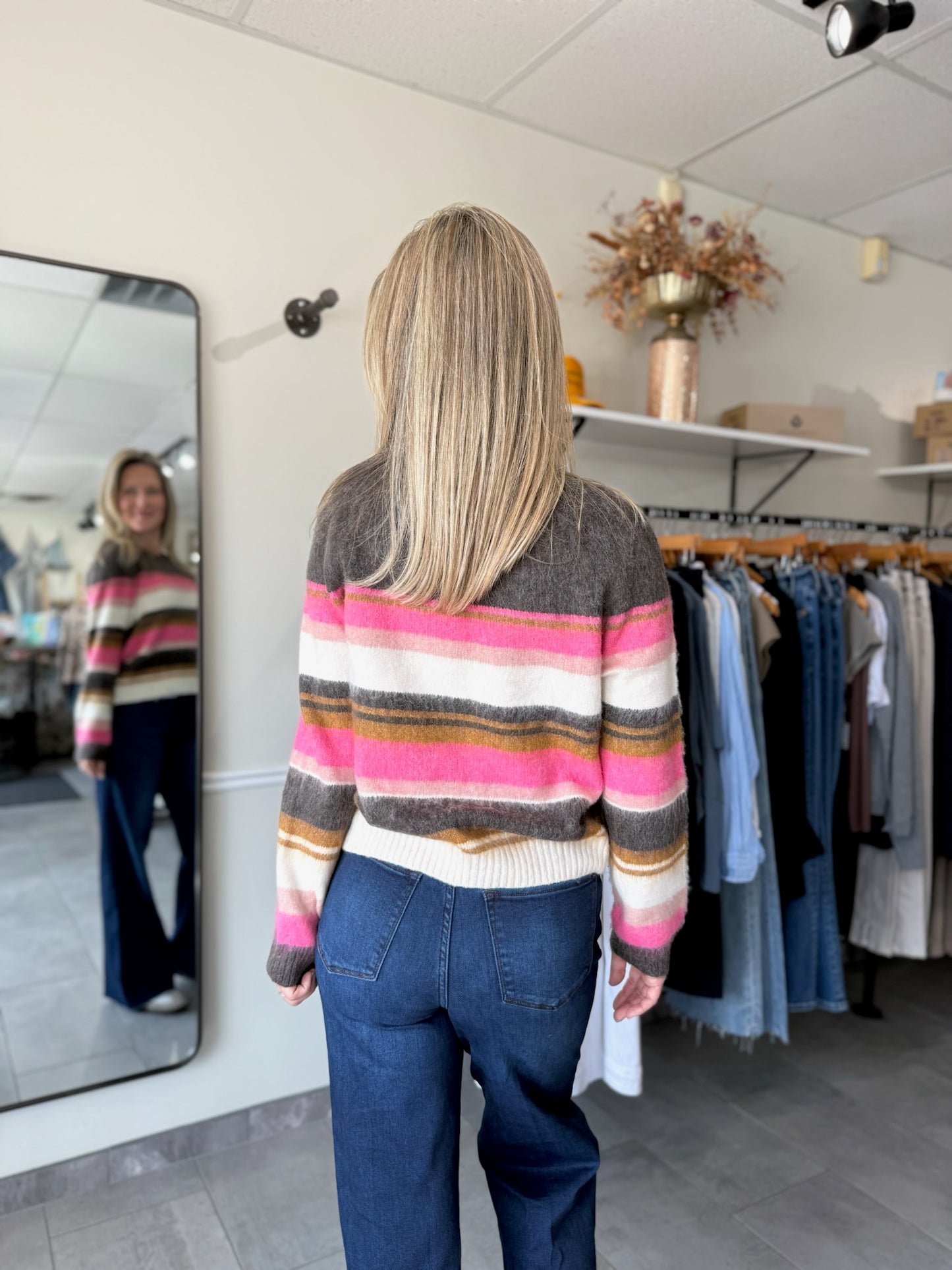 Elvira Striped Crew Sweater