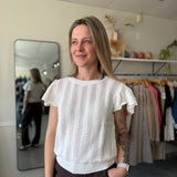 Meadow Flutter Sleeve Top | Ivory
