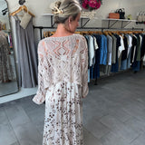 Scoop Neck Open Crochet Top | Taupe