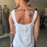 Square Neck Linen Tank | White