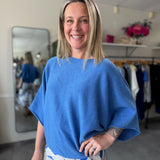 Batwing Knit Top | Ocean Blue