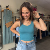 Seamless & Padded Scoop Neck Tank | Blue Oasis