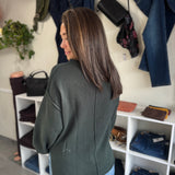 Oversized Side Slit Knit Sweater | Hunter Green