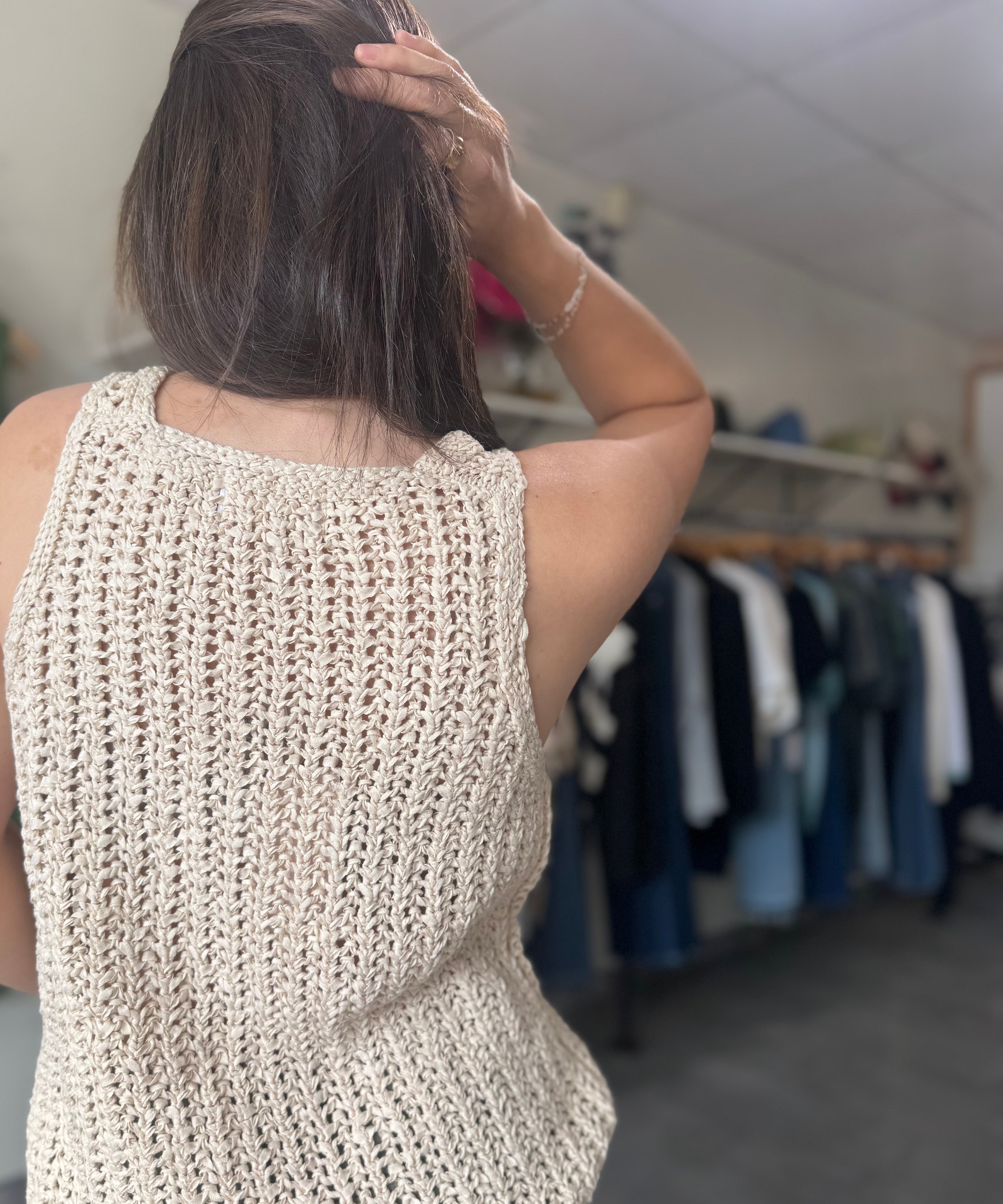 Ulyssa Knit Tank Top | Cream