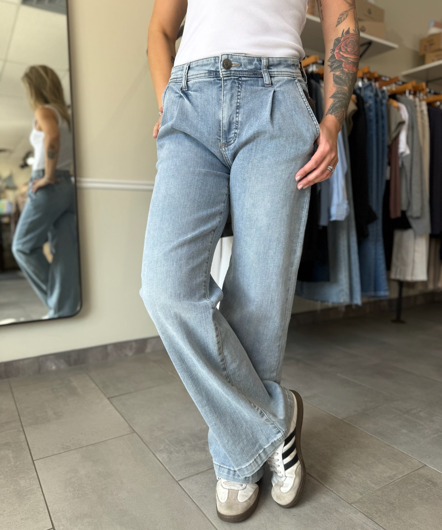 Jean High Rise Wide Leg Trousers