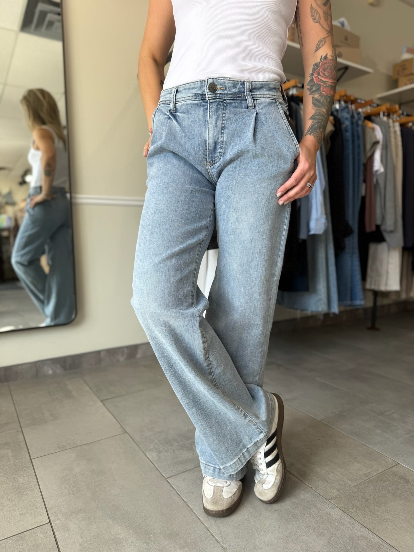 Jean High Rise Wide Leg Trousers