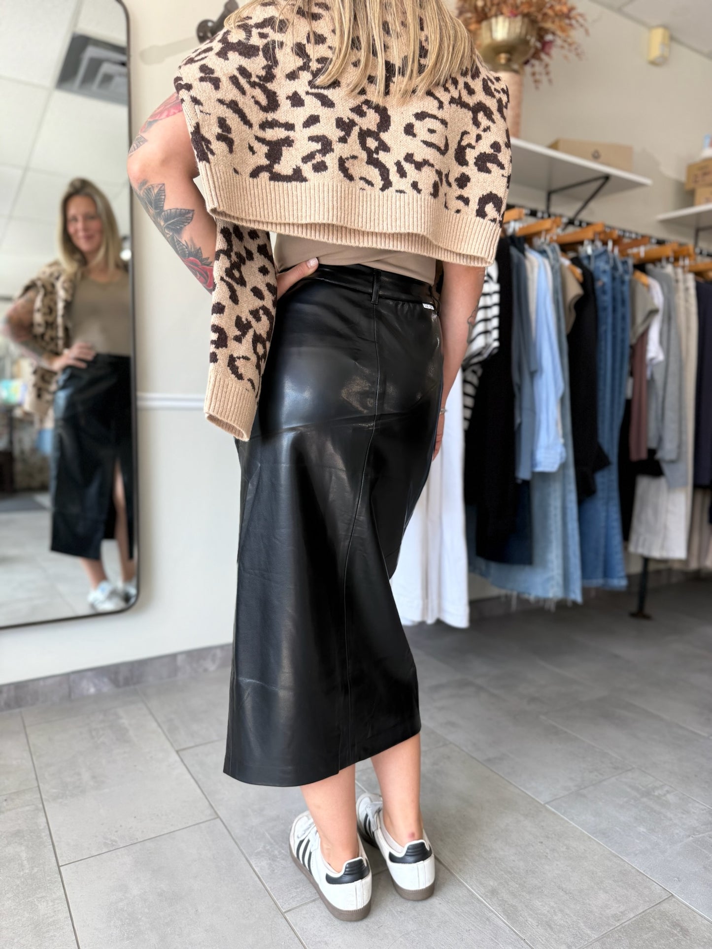 Sia Ballerina Length Skirt - Vegan Leather