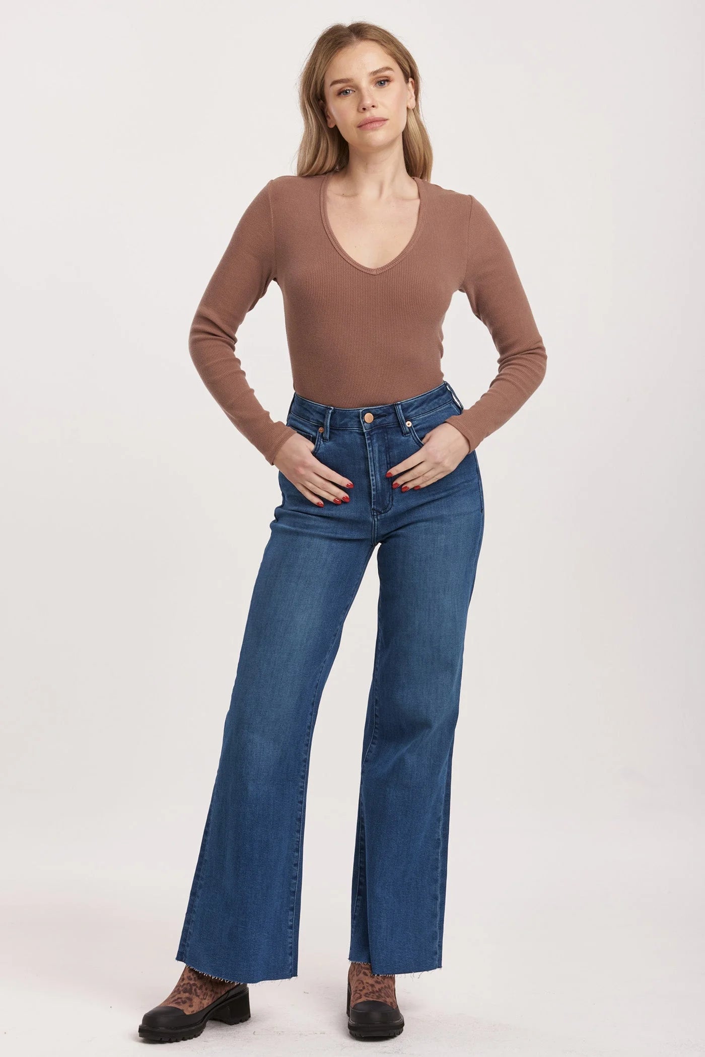 Fiona High Rise Wide Leg Jeans - Violet Blue image 2