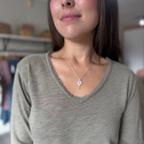 Vanya Slub V-Neck Long Sleeve Tee | Vetiver