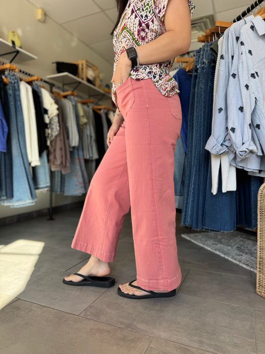 Audrey Wide Leg Jeans | Terracotta