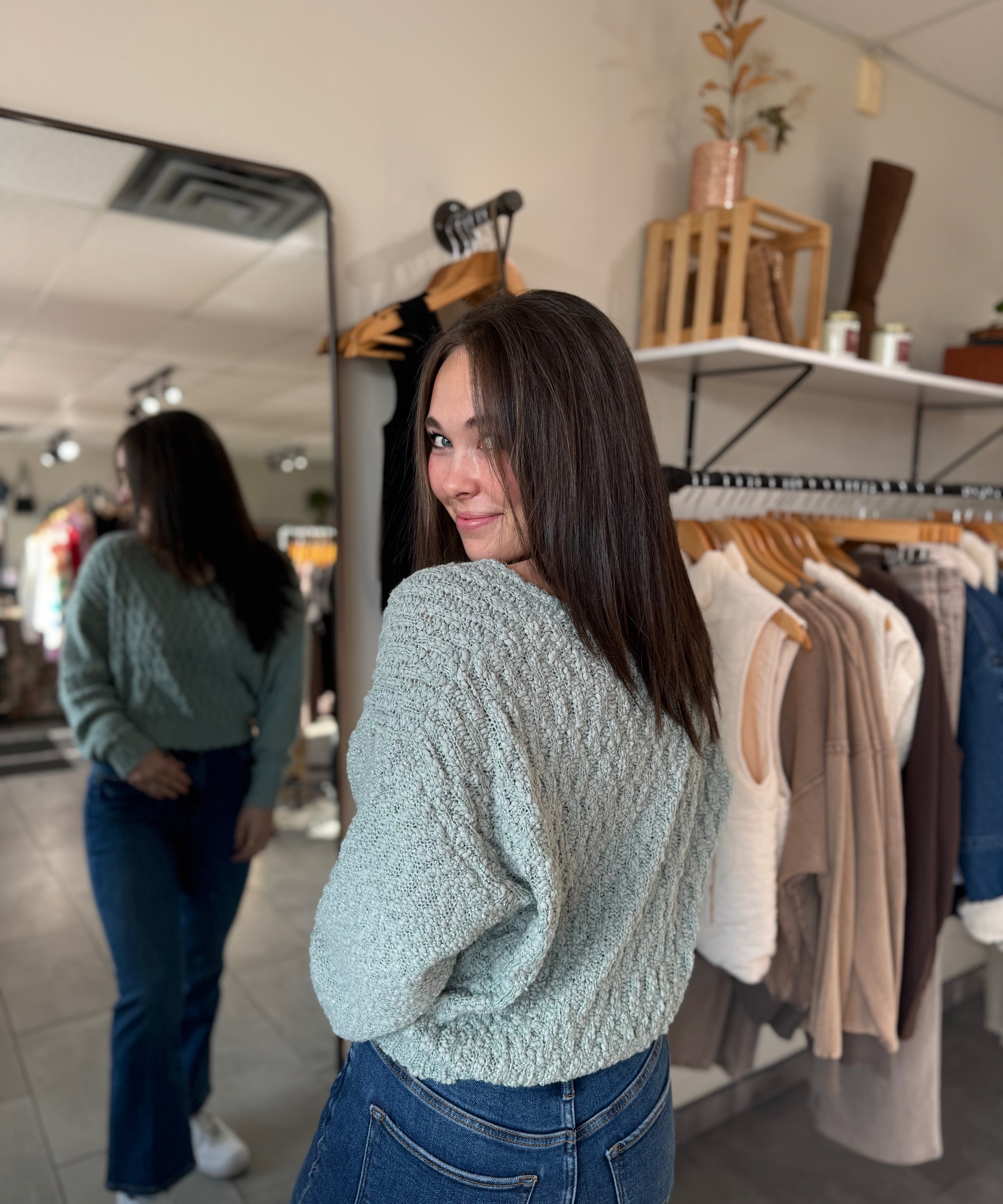 Lexi V Neck Sweater | Iceberg Green