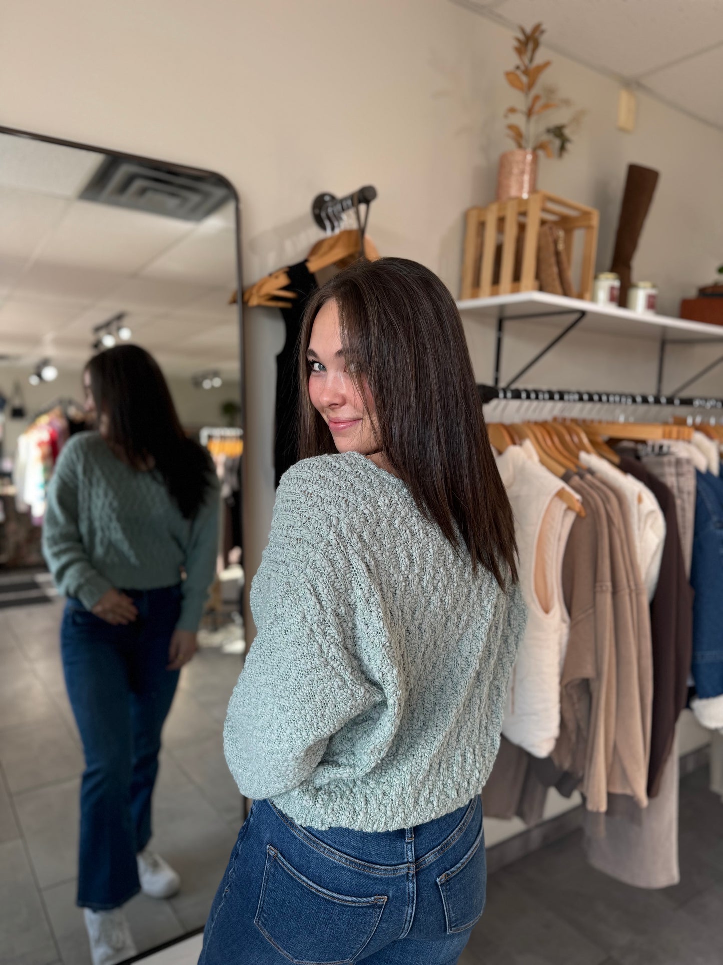 Lexi V Neck Sweater | Iceberg Green