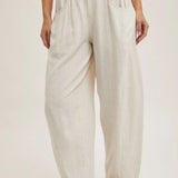 Relaxed Linen Barrel Pants | Oatmeal
