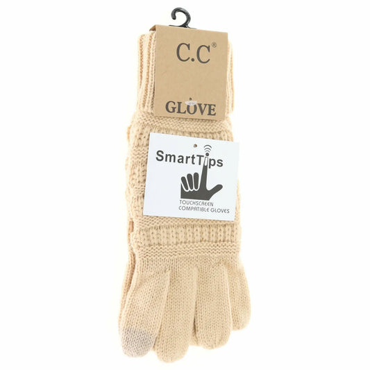 Solid Cable Knit Cc Women's Gloves