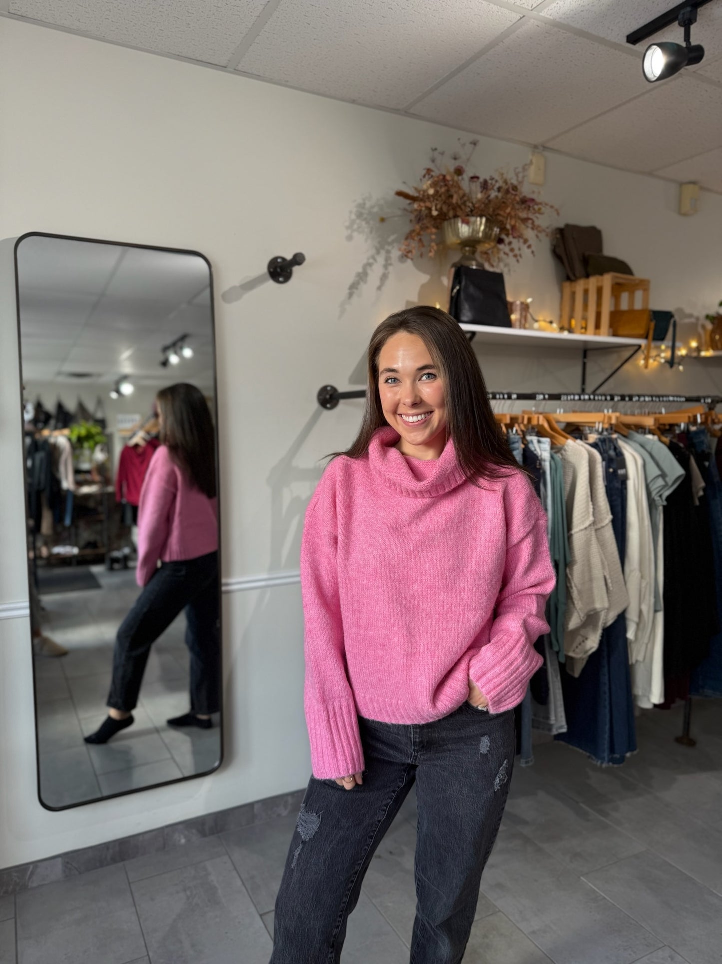 Evangeline Cowl Neck Sweater | Pink