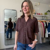 Brianna Boxy Fit Button Down | Chocolate