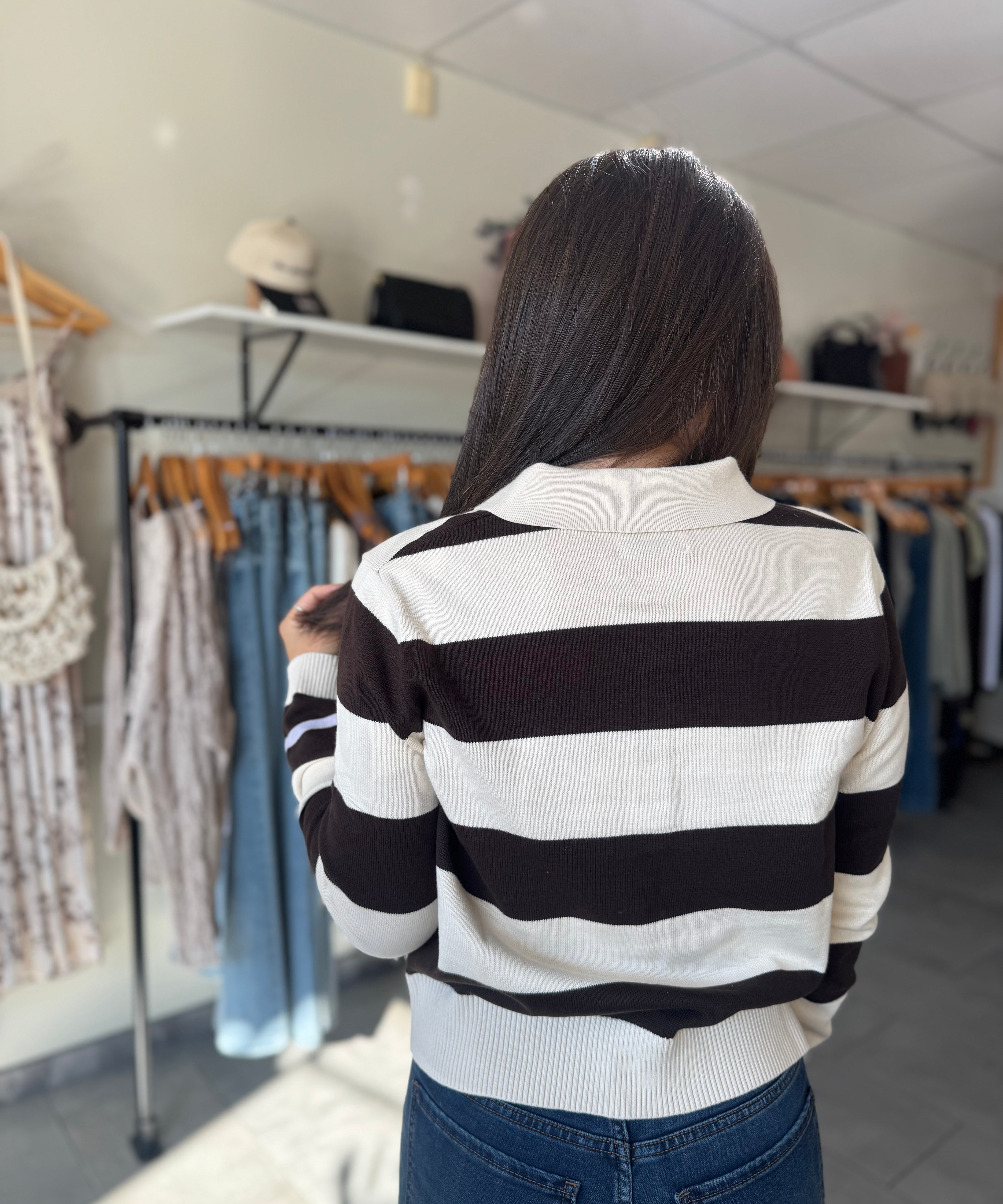 Shawn Polo Pullover | Cream Stripe