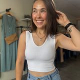 Seamless Reversible U-V Neck Tank | White