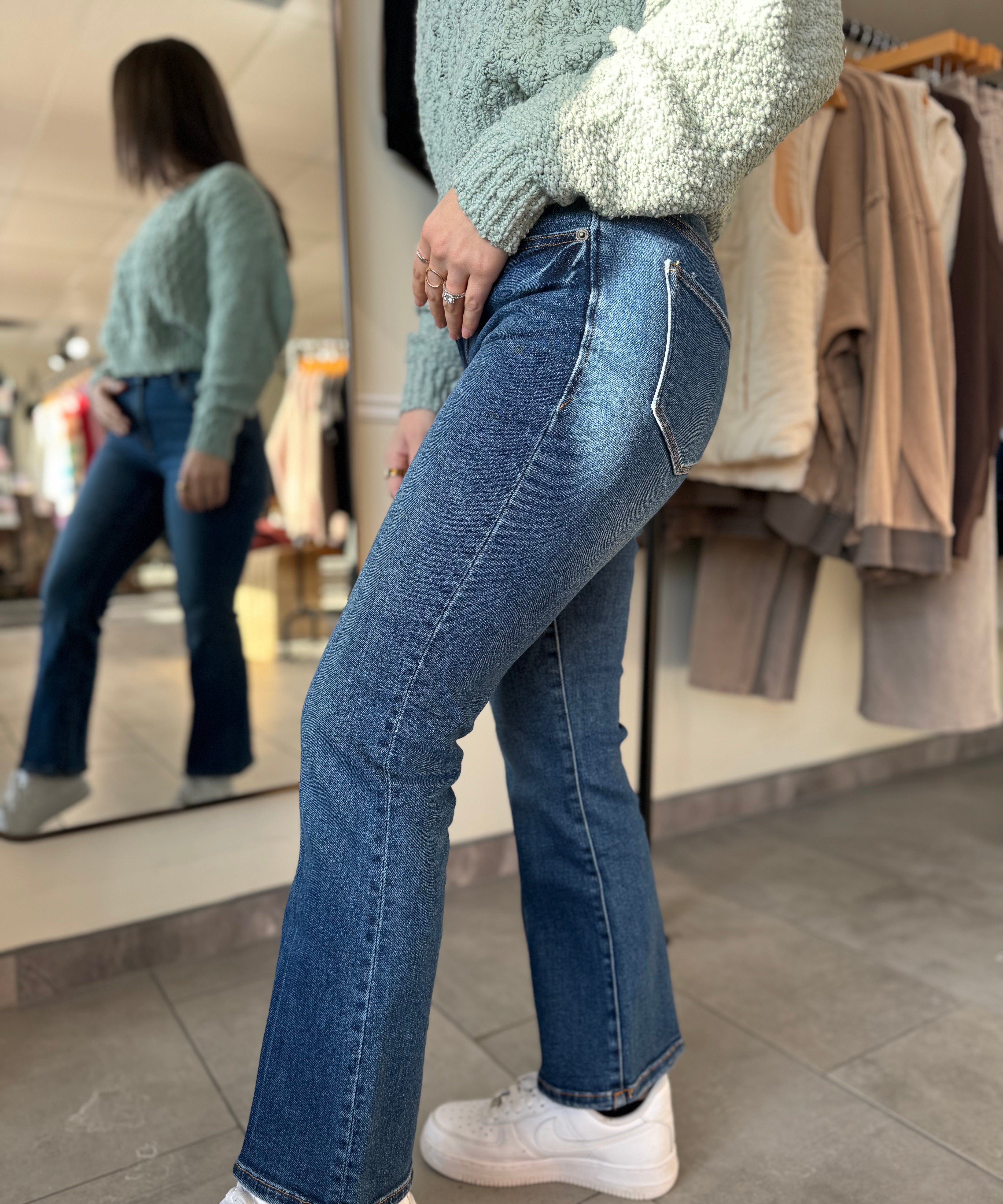 Jeanne Ankle Flare Jeans | Evergreen