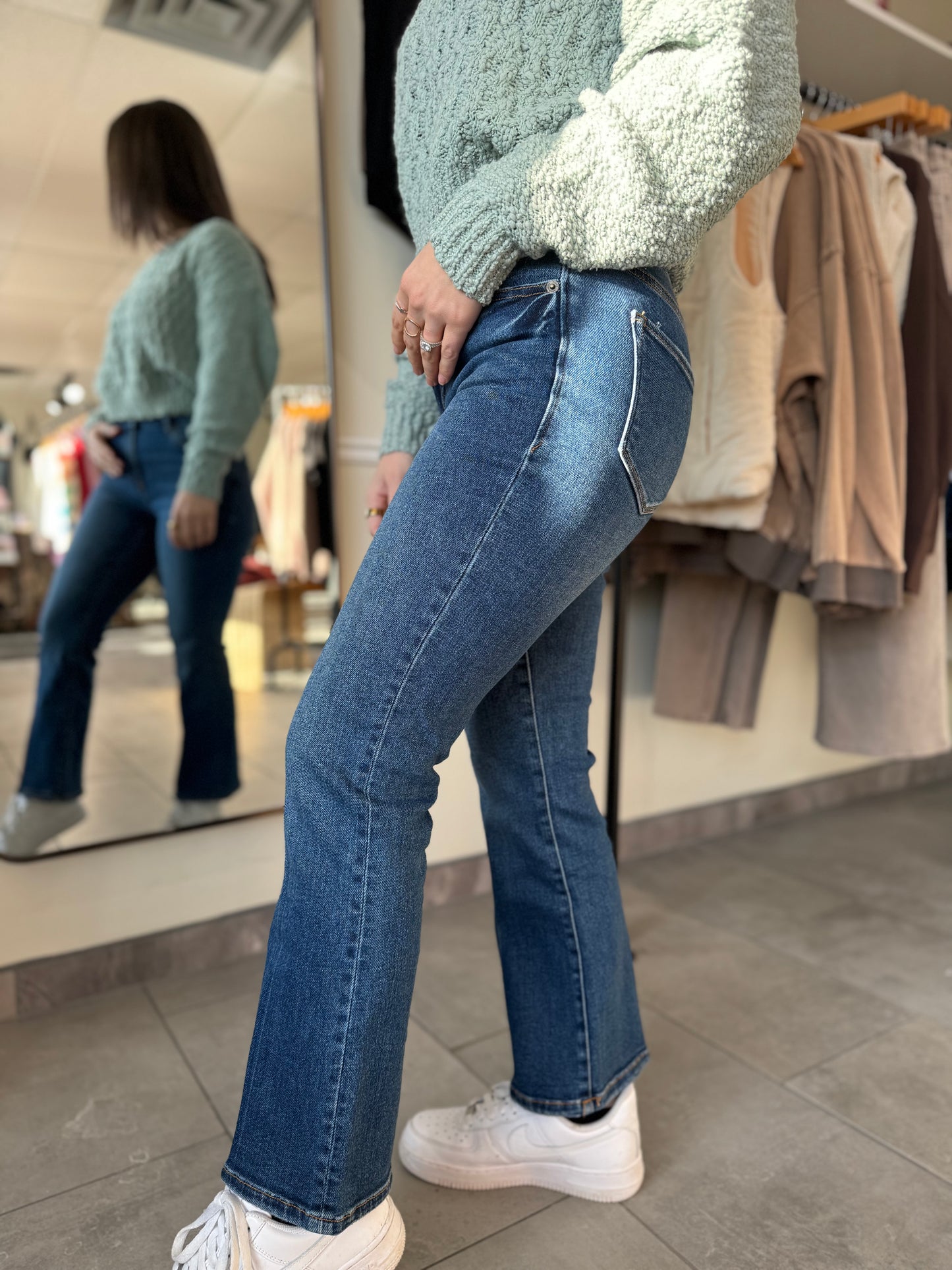 Jeanne Ankle Flare Jeans | Evergreen