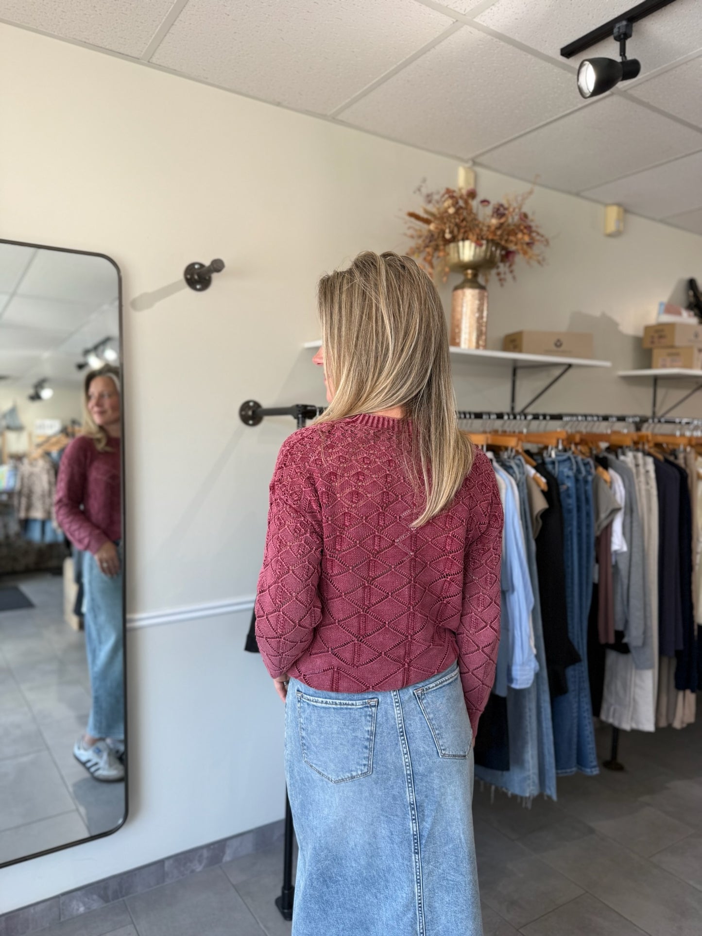 Colette Vintage Washed Sweater - Bordeaux