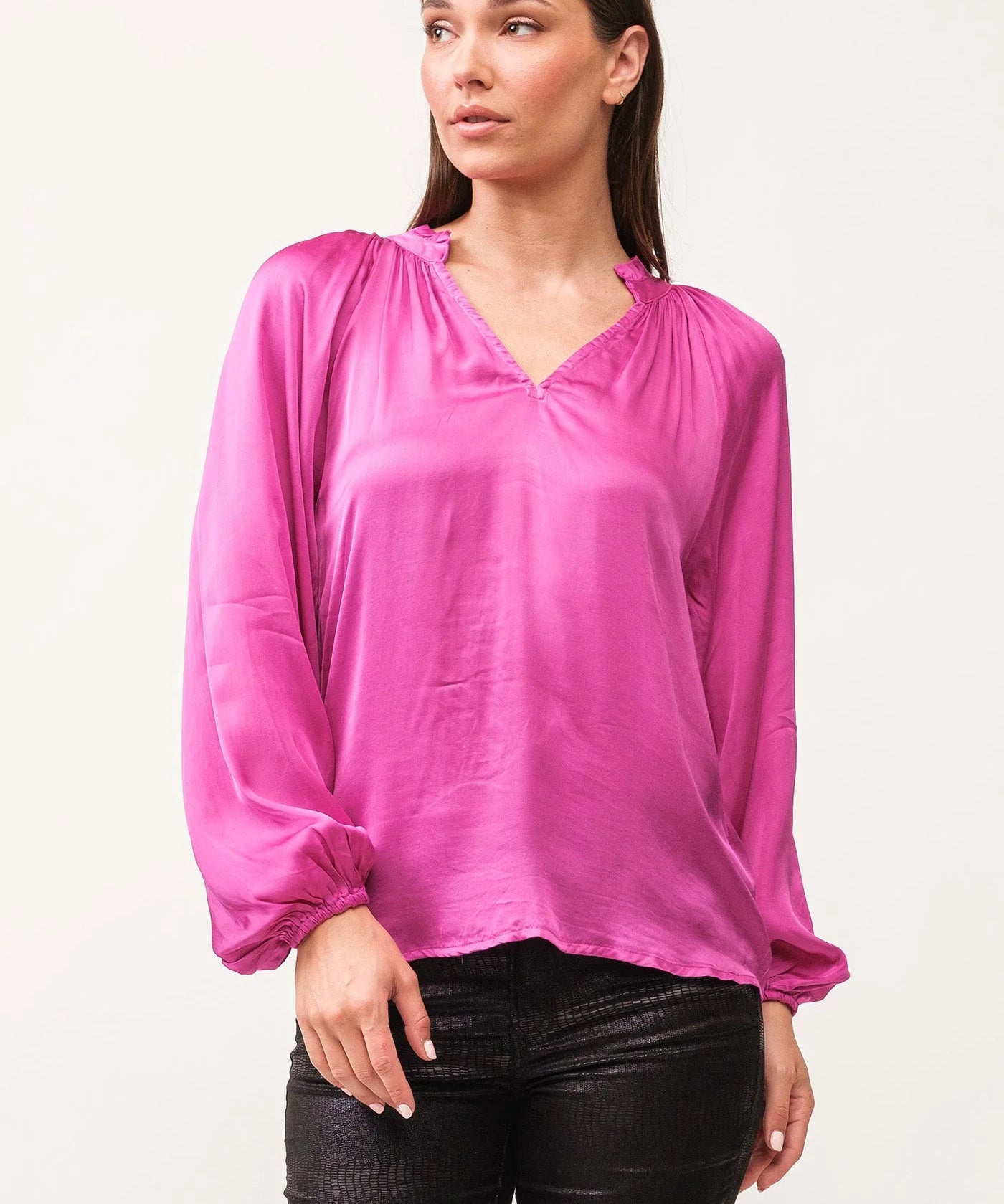 Manon V Neck Long Sleeve - Dahlia Mauve image 0