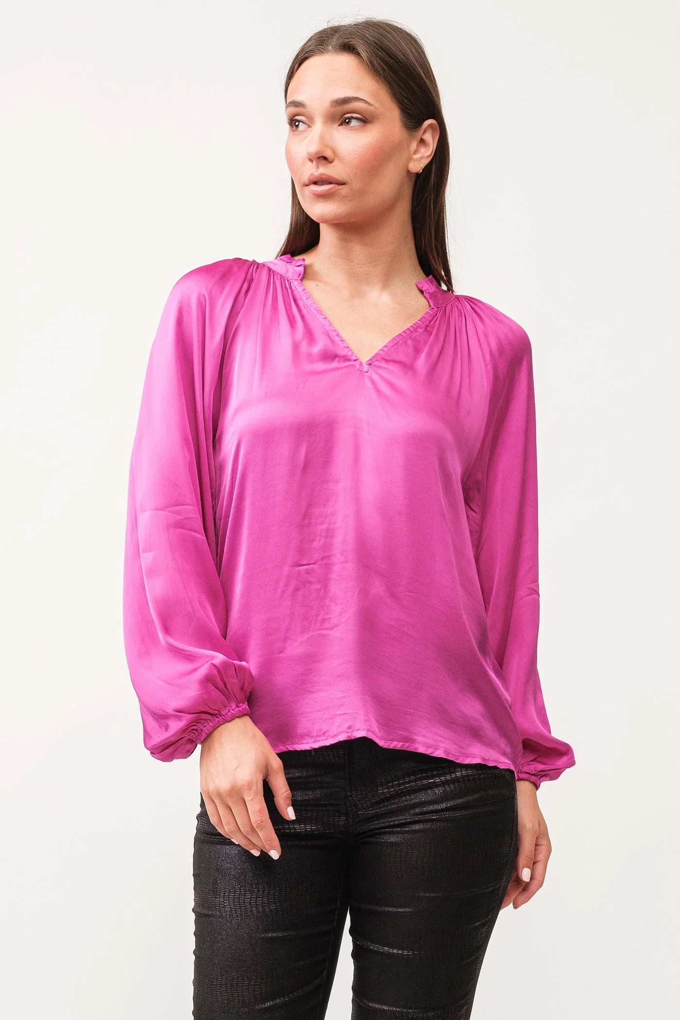 Manon V Neck Long Sleeve - Dahlia Mauve image 0