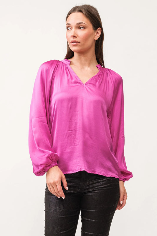 Manon V Neck Long Sleeve - Dahlia Mauve image 0