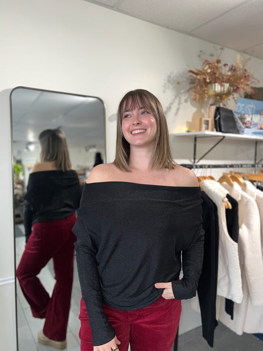 The Anywhere Top -  Black Lurex