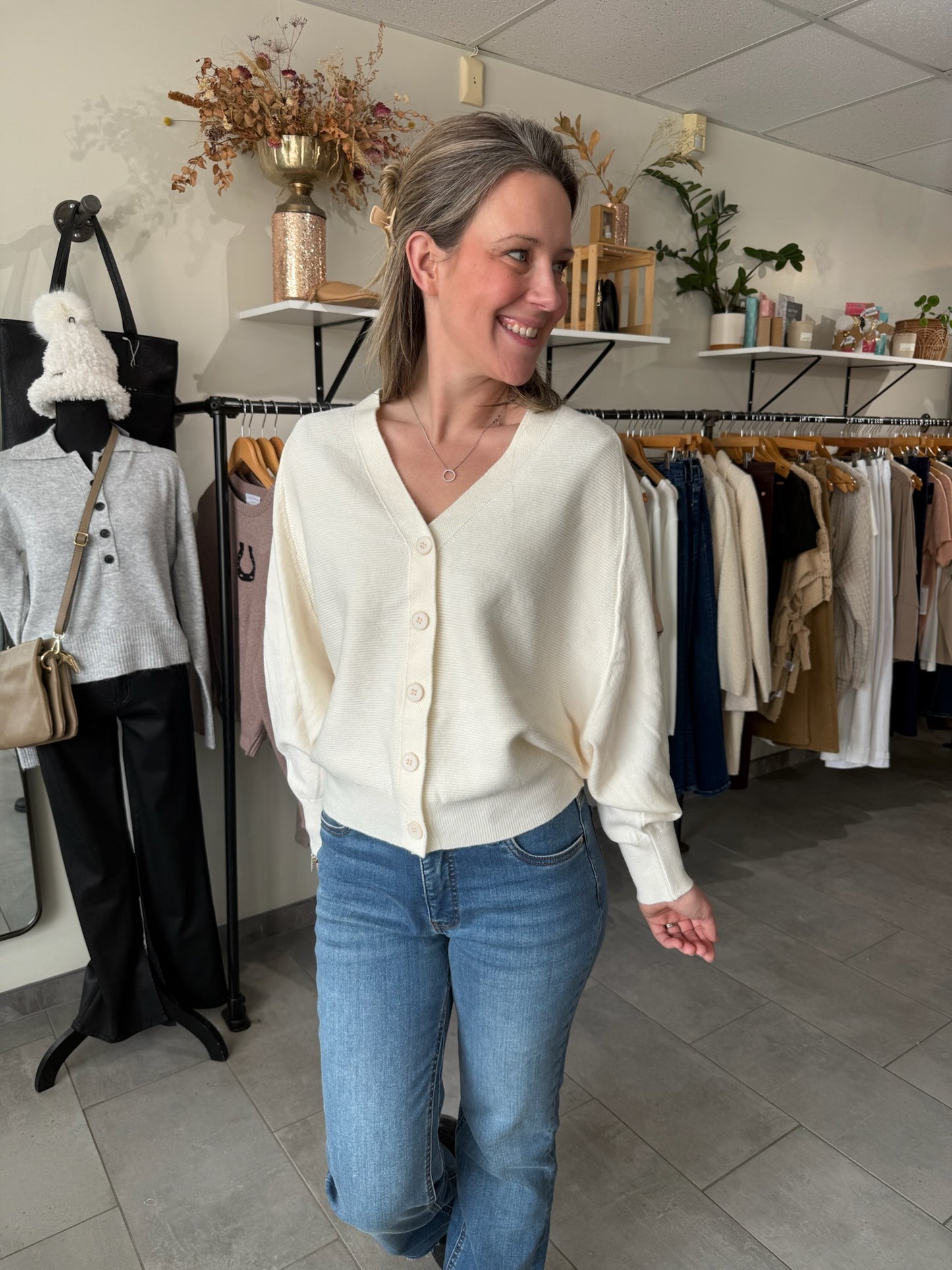 Super Soft Rib Knit Cardigan | Ivory