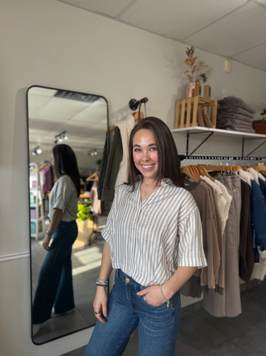 Donna Top | Taupe Stripe